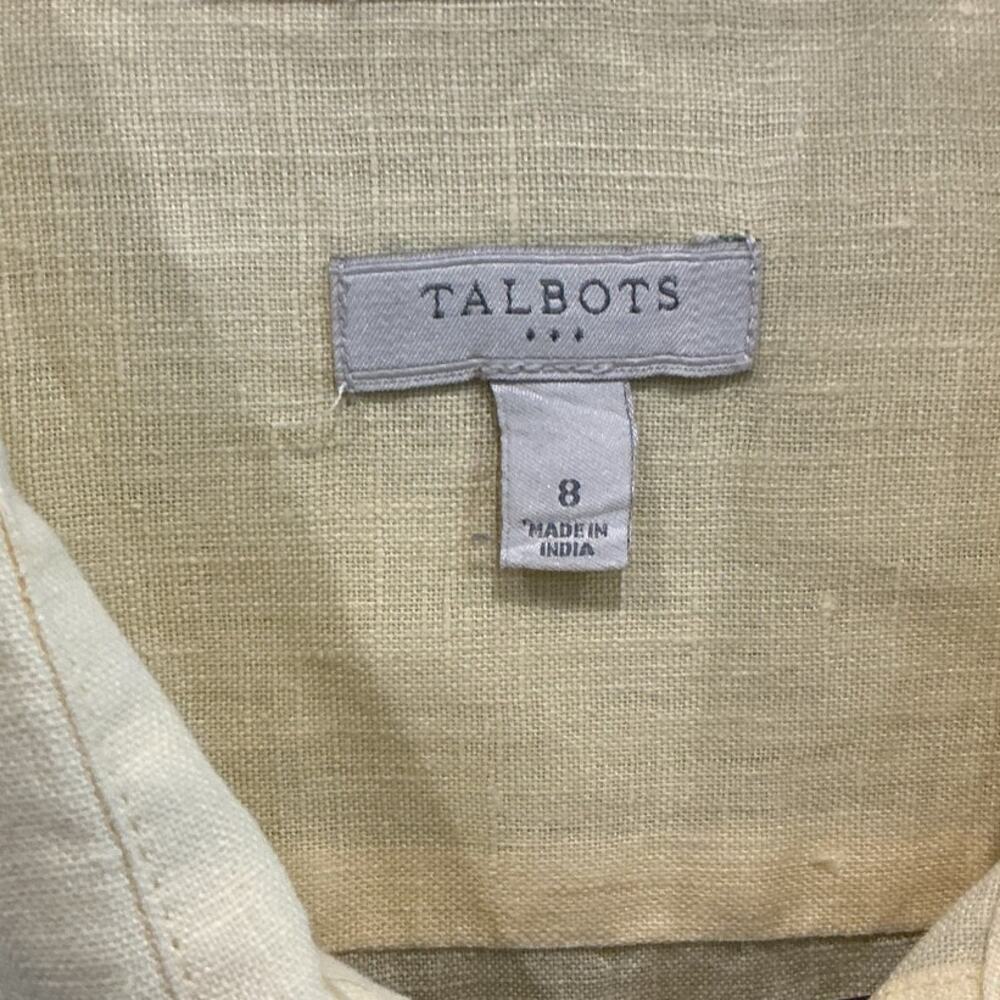 Talbots Womens Linen Button Up Shirt Butter Yellow Beachy Euro Summer Coastal - Picture 2 of 8